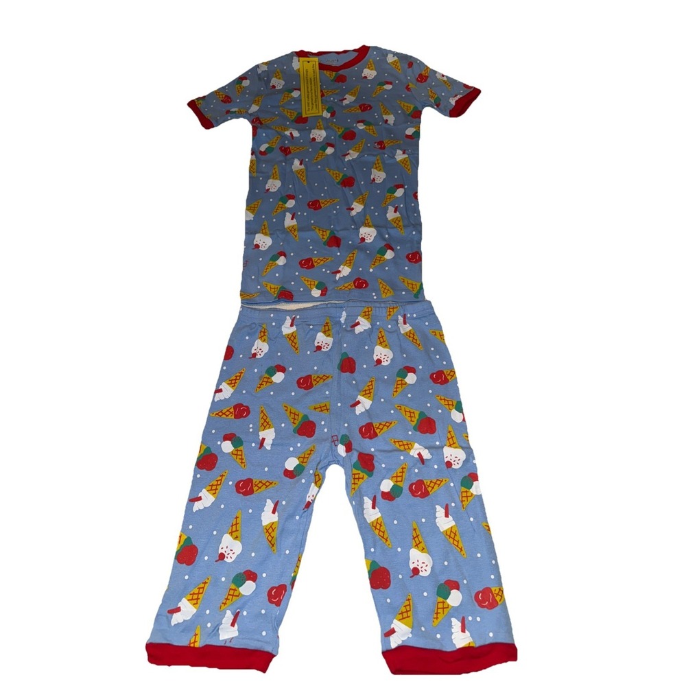 Girls cotton short sleeve pajama set blue 12Y ice cream Joyond